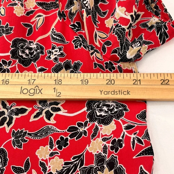 Parker Womens Dress M 100% Silk‎ Floral Ruched Short Sleeves Ruffle Hem Short - Picture 9 of 13